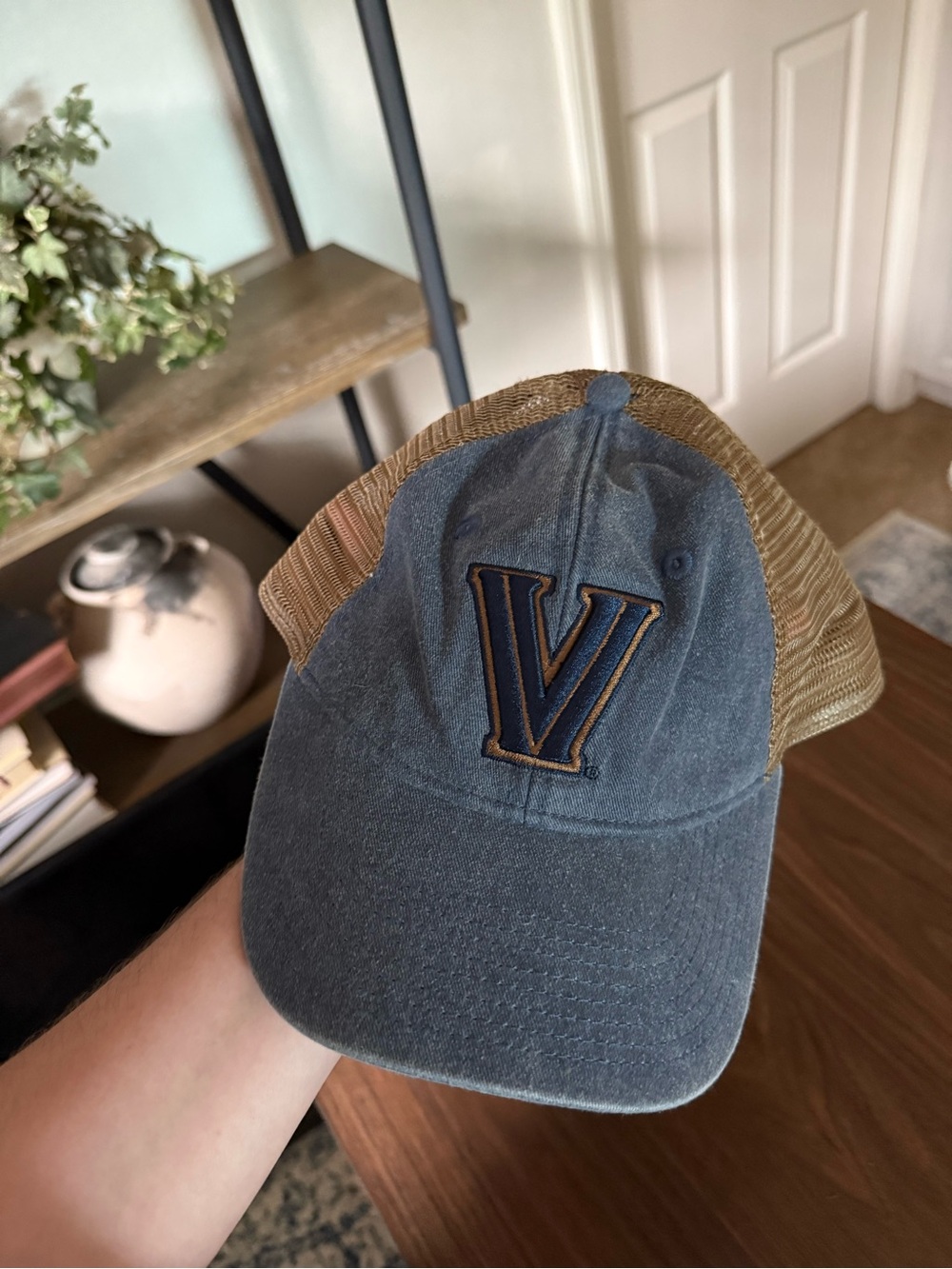 Blue and Tan 'V' Villanova Trucker Hat